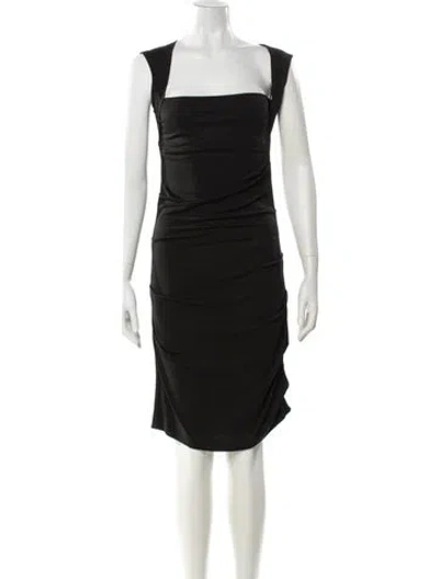 Pre-owned Nicole Miller Square Neckline Knee-length Dress In Black