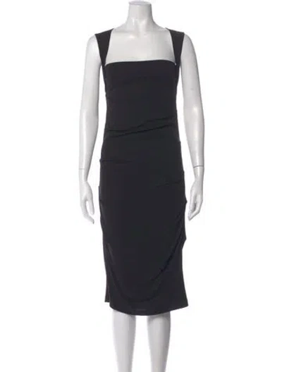 Pre-owned Nicole Miller Square Neckline Knee-length Dress In Black