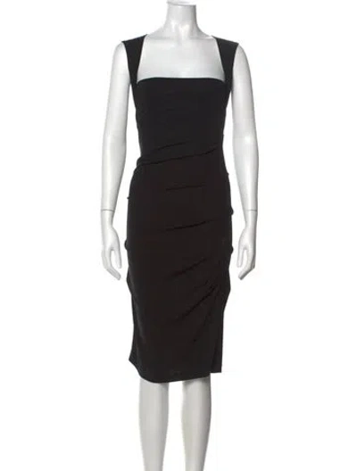 Pre-owned Nicole Miller Square Neckline Knee-length Dress In Black