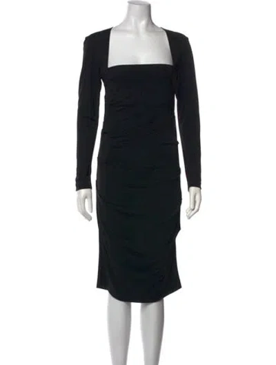 Pre-owned Nicole Miller Square Neckline Knee-length Dress In Black