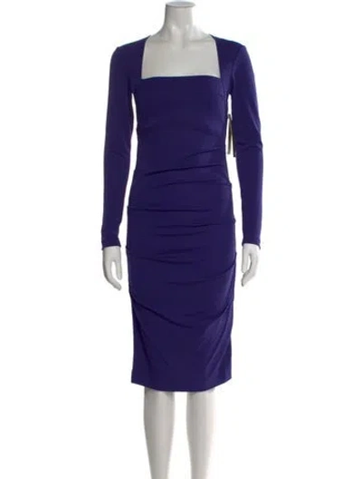 Pre-owned Nicole Miller Square Neckline Knee-length Dress In Blue