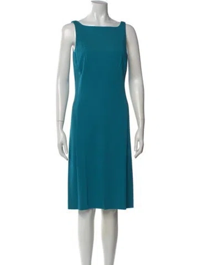 Pre-owned Nicole Miller Square Neckline Knee-length Dress In Blue
