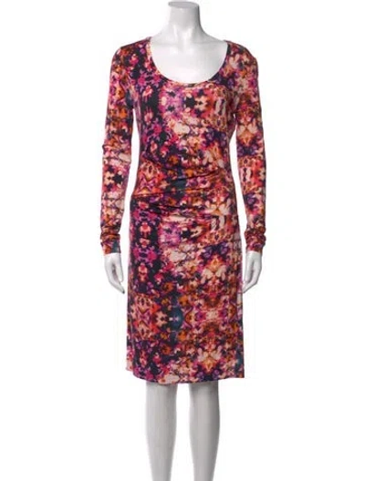 Pre-owned Nicole Miller Square Neckline Knee-length Dress In Pink