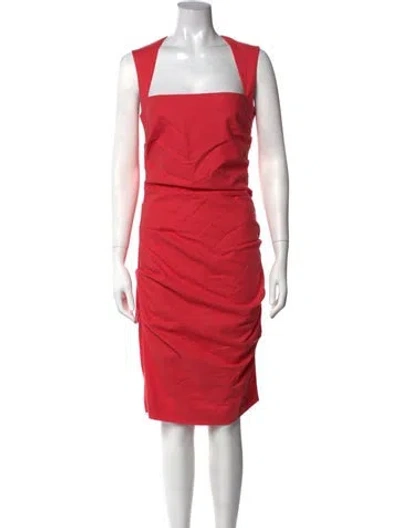 Pre-owned Nicole Miller Square Neckline Knee-length Dress In Pink