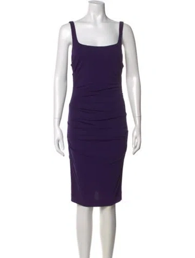 Pre-owned Nicole Miller Square Neckline Knee-length Dress In Purple