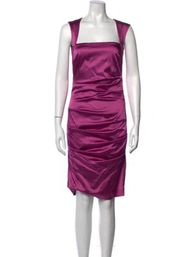 Pre-owned Nicole Miller Square Neckline Knee-length Dress In Purple