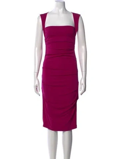 Pre-owned Nicole Miller Square Neckline Knee-length Dress In Purple