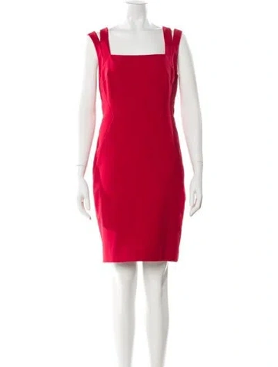 Pre-owned Nicole Miller Square Neckline Knee-length Dress In Red