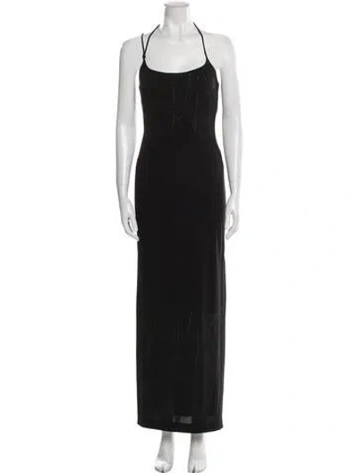 Pre-owned Nicole Miller Square Neckline Long Dress In Black