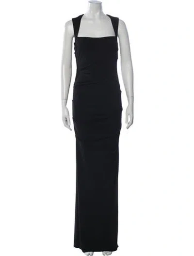 Pre-owned Nicole Miller Square Neckline Long Dress In Blue
