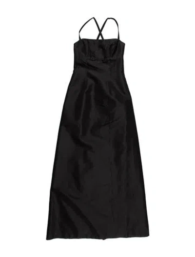 Pre-owned Nicole Miller Square Neckline Long Dress In Gray