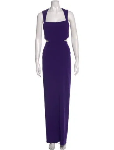 Pre-owned Nicole Miller Square Neckline Long Dress In Purple