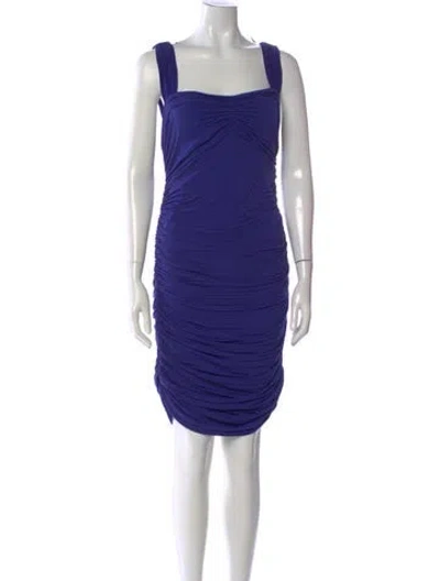 Pre-owned Nicole Miller Square Neckline Midi Length Dress In Purple