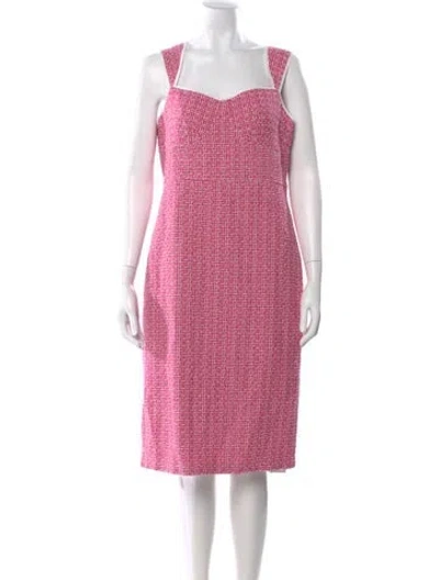 Pre-owned Nicole Miller Square Neckline Midi Length Dress W/ Tags In Pink