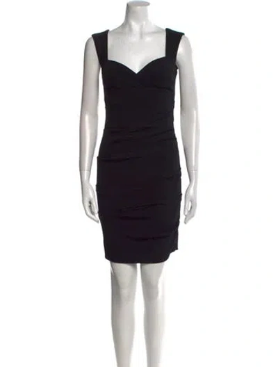 Pre-owned Nicole Miller Square Neckline Mini Dress In Black
