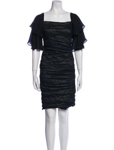 Pre-owned Nicole Miller Square Neckline Mini Dress In Black
