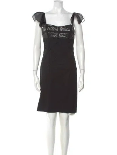 Pre-owned Nicole Miller Square Neckline Mini Dress In Black