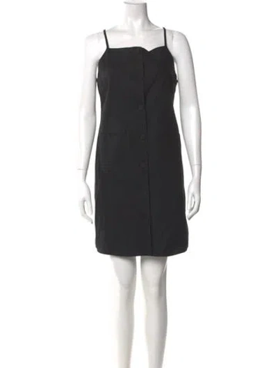 Pre-owned Nicole Miller Square Neckline Mini Dress In Black