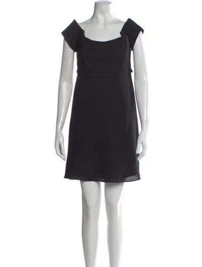 Pre-owned Nicole Miller Square Neckline Mini Dress In Black