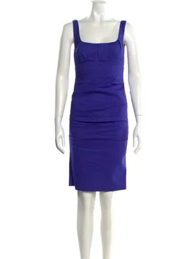 Pre-owned Nicole Miller Square Neckline Mini Dress In Blue
