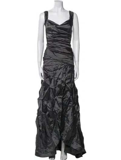 Pre-owned Nicole Miller Square Neckline Mini Dress In Blue