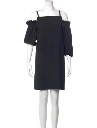 Pre-owned Nicole Miller Square Neckline Mini Dress In Blue