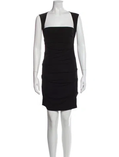 Pre-owned Nicole Miller Square Neckline Mini Dress In Blue