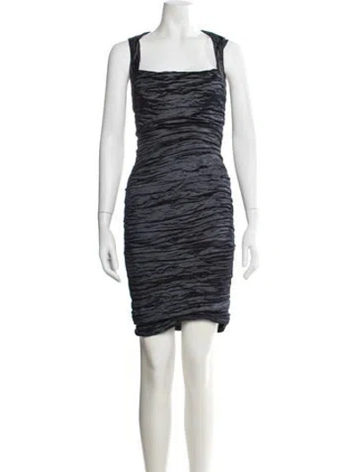 Pre-owned Nicole Miller Square Neckline Mini Dress In Blue