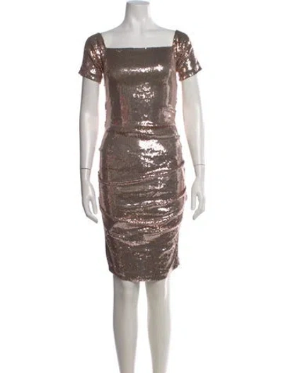 Pre-owned Nicole Miller Square Neckline Mini Dress In Gold