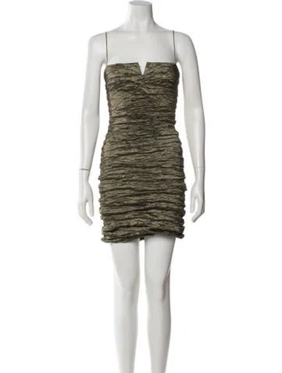 Pre-owned Nicole Miller Square Neckline Mini Dress In Green
