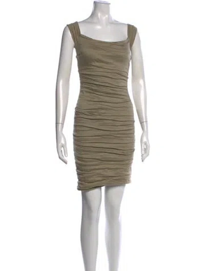 Pre-owned Nicole Miller Square Neckline Mini Dress In Green