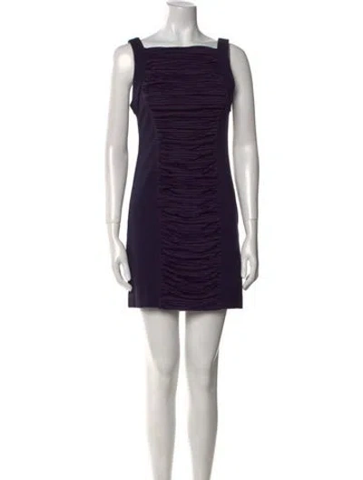 Pre-owned Nicole Miller Square Neckline Mini Dress In Purple