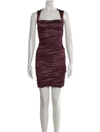 Pre-owned Nicole Miller Square Neckline Mini Dress In Purple