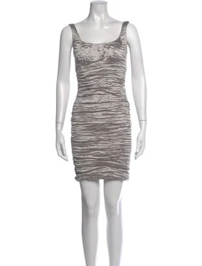Pre-owned Nicole Miller Square Neckline Mini Dress In Silver