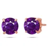 Nicole Miller Sterling Silver 8mm Gemstone Round Stud Earrings With 14k Rose Gold Overlay In Green