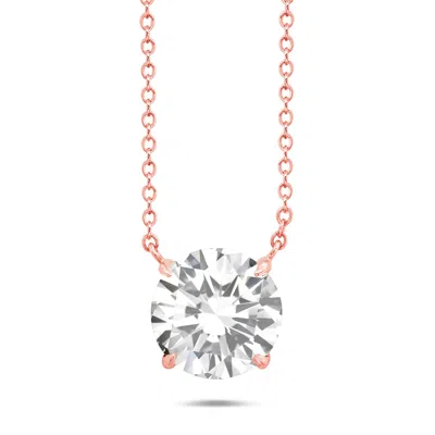 Nicole Miller Sterling Silver And 14k Rose Gold Overlay Gemstone Round Solitaire Pendant Necklace On 18 Inch Adjus In Multi