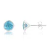 Nicole Miller Sterling Silver Round Cut 6mm Gemstone Bezel Set Stud Earrings With Push Backs In Blue