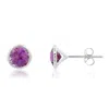 Nicole Miller Sterling Silver Round Cut 6mm Gemstone Bezel Set Stud Earrings With Push Backs In Green