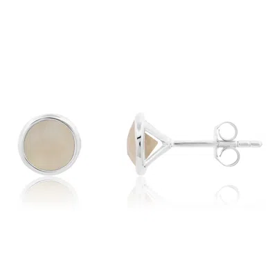 Nicole Miller Sterling Silver Round Cut 6mm Gemstone Bezel Set Stud Earrings With Push Backs In Multi