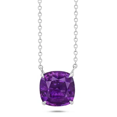 Nicole Miller Sterling Silver With 8mm Cushion Cut Gemstone Necklace, 18" In Green