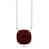 Nicole Miller Sterling Silver With 8mm Cushion Cut Gemstone Necklace, 18" In Multi