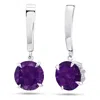 Nicole Miller Sterling Silver With 8mm Round Cut Gemstone Dangle Drop Earrings In Green
