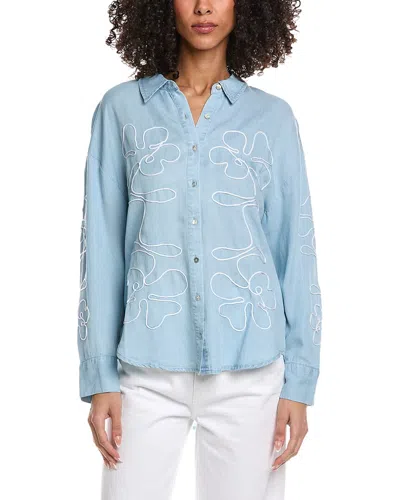 Nicole Miller Stitched Shirt In Blue