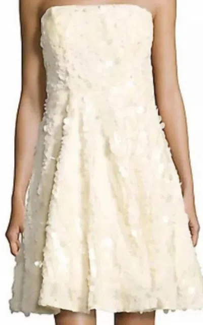 Nicole Miller Strapless Embellished Mini Dress In Blush/ivory In Beige