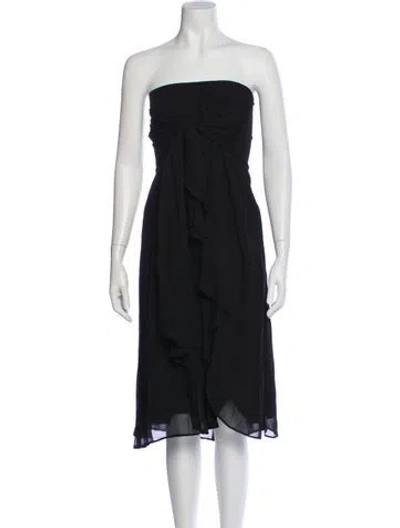 Pre-owned Nicole Miller Strapless Knee-length Dress In Black