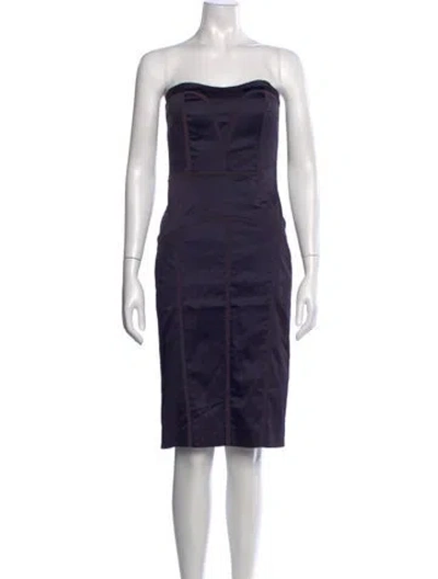 Pre-owned Nicole Miller Strapless Knee-length Dress In Purple