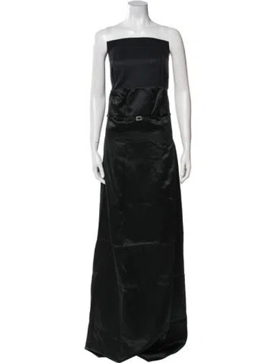 Pre-owned Nicole Miller Strapless Long Dress In Black