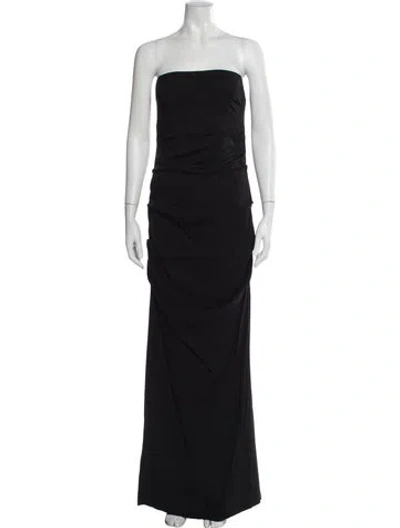 Pre-owned Nicole Miller Strapless Long Dress In Black