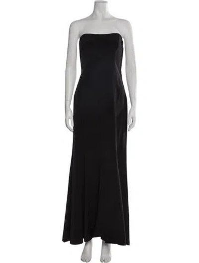 Pre-owned Nicole Miller Strapless Long Dress In Black