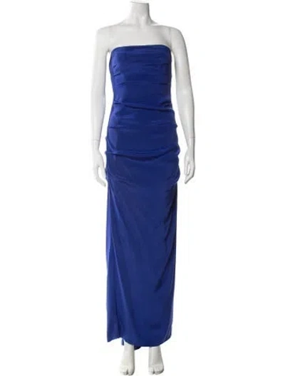 Pre-owned Nicole Miller Strapless Long Dress In Blue